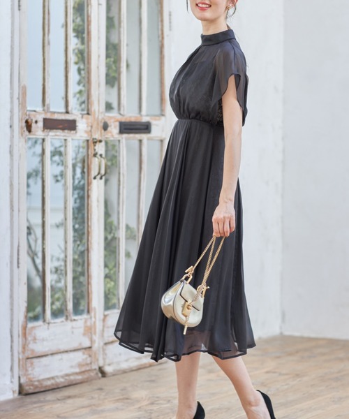 【再入荷】結婚式にも○ シフォン リボン ドレス ワンピース 再入荷】結婚式にも○ シフォン リボン ドレス ワンピース