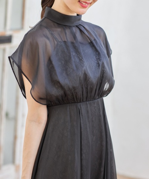 スパン入りレース重ねシフォンドレス（ワンピース）｜tocco