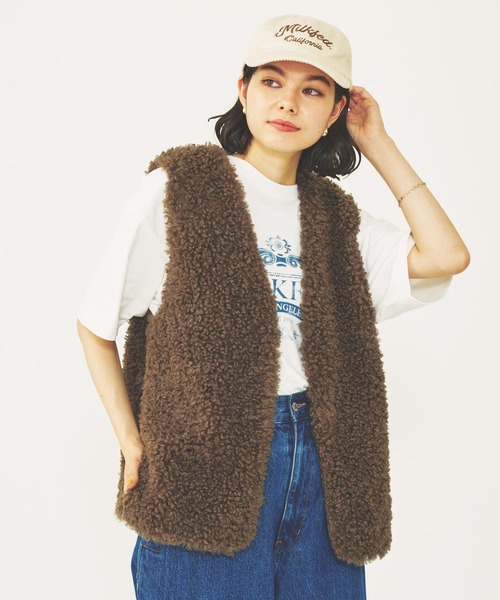 MILKFED.（ミルクフェド）の「FUR VEST（ベスト・レディース・オフホワイト/ブラック/ブラウン・ONE SIZE）」の21枚目の写真