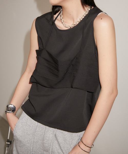 Aunt Marie's（アントマリーズ）の「ビスチェレイヤードノースリトップス（タンクトップ・レディース・ブラック/イエロー/グレー・FREE）」の2枚目の写真