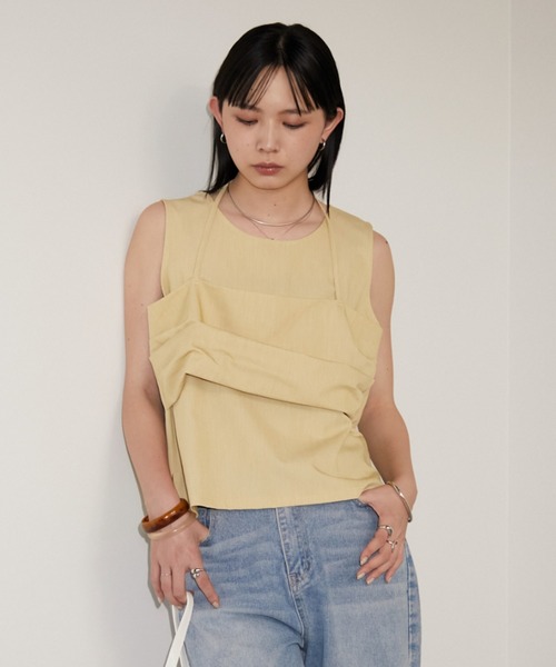 Aunt Marie's（アントマリーズ）の「ビスチェレイヤードノースリトップス（タンクトップ・レディース・ブラック/イエロー/グレー・FREE）」の4枚目の写真