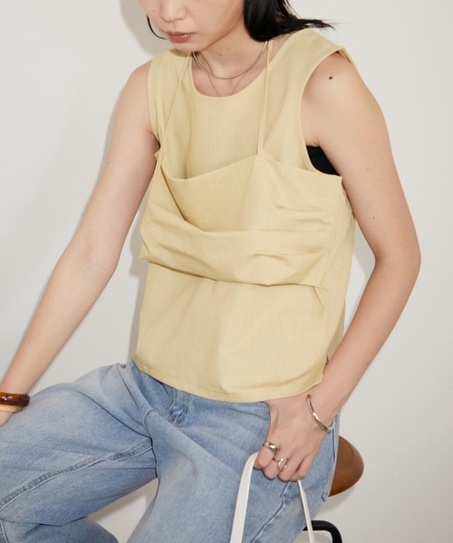 Aunt Marie's（アントマリーズ）の「ビスチェレイヤードノースリトップス（タンクトップ・レディース・ブラック/イエロー/グレー・FREE）」の10枚目の写真