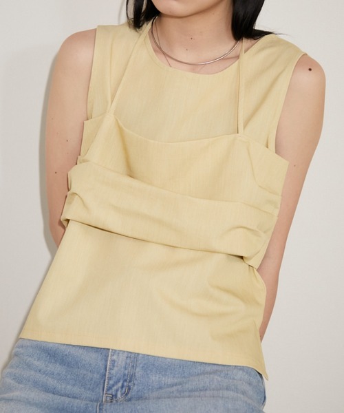 Aunt Marie's（アントマリーズ）の「ビスチェレイヤードノースリトップス（タンクトップ・レディース・ブラック/イエロー/グレー・FREE）」の5枚目の写真