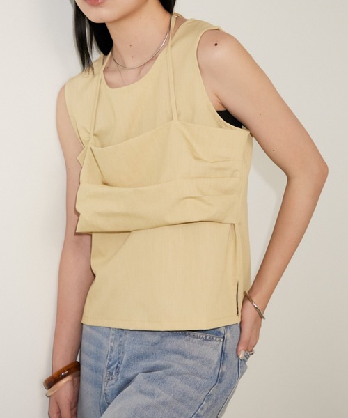 Aunt Marie's（アントマリーズ）の「ビスチェレイヤードノースリトップス（タンクトップ・レディース・ブラック/イエロー/グレー・FREE）」の15枚目の写真