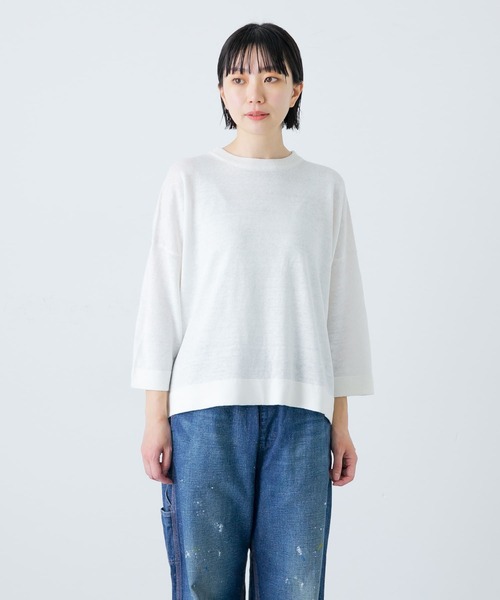 かぐれ(カグレ)の「リネンプルオーバーニット(ニット/セーター・レディース・ブラック/オフホワイト/ナチュラル・FREE)」の10枚目の写真
