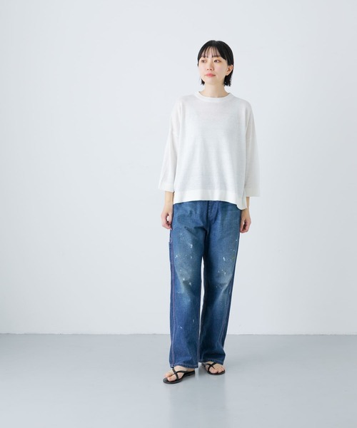 かぐれ(カグレ)の「リネンプルオーバーニット(ニット/セーター・レディース・ブラック/オフホワイト/ナチュラル・FREE)」の9枚目の写真
