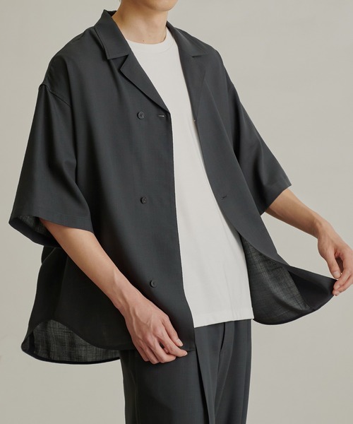 PUBLIC TOKYO（パブリックトウキョウ）の「〈セットアップ対応〉イージーサマーウールセミオープンシャツ（シャツ/ブラウス・メンズ・ブルー/ダークグレー/ブラウン/グリーン/グレー/その他17・1/2/3）」の3枚目の写真