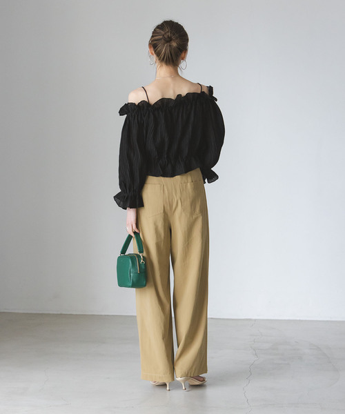 Noble（ノーブル）の「ハイウエストワイドチノパンツ（チノパンツ・レディース・ベージュ・38/36）」の7枚目の写真