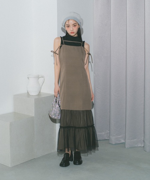 上品♡エレガント【CHANEL】キャミソールワンピース セール】コットンレースドロストキャミワンピース【ZOZOTOWN限定