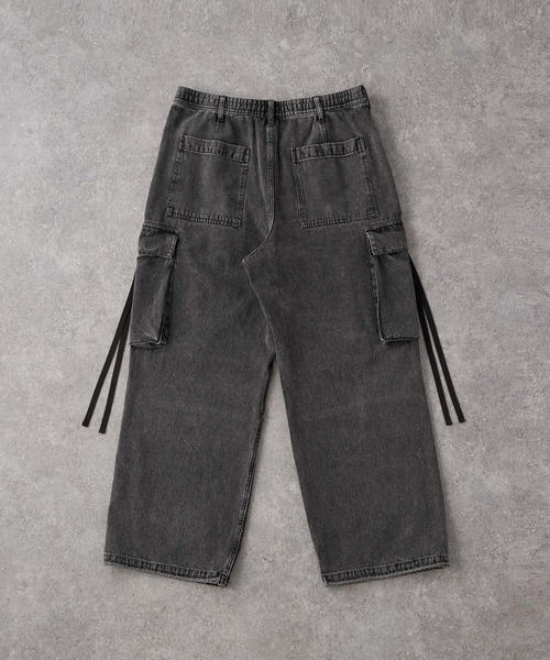 MONO-MART（モノマート）の「ヴィンテージメイクバギーセミワイドM-47カーゴデニムパンツ/裾ドローコード（カーゴパンツ・メンズ・アイボリー/グレー/サックスブルー/ブラック/ダークインディゴブルー/インディゴブルー・L/M/S/XS）」の8枚目の写真