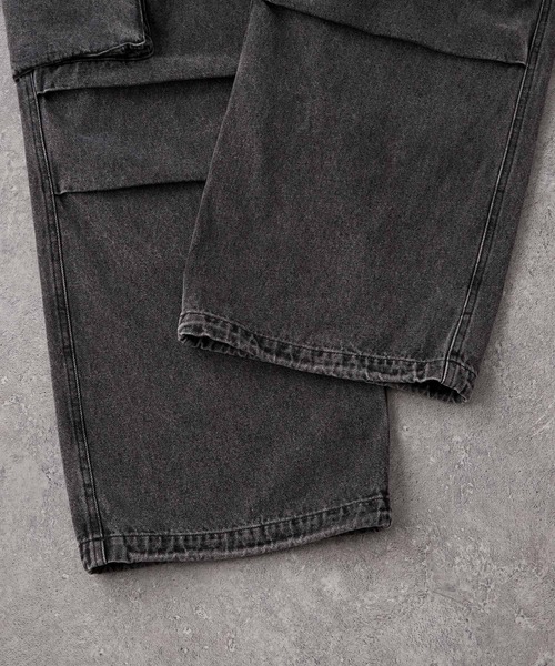 MONO-MART（モノマート）の「ヴィンテージメイクバギーセミワイドM-47カーゴデニムパンツ/裾ドローコード（カーゴパンツ・メンズ・アイボリー/グレー/サックスブルー/ブラック/ダークインディゴブルー/インディゴブルー・L/M/S/XS）」の17枚目の写真