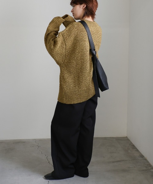 セール】【洗える】メランジヤーンクルーネックオーバーニット（ニット