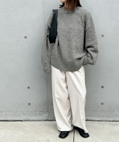 select MOCA（セレクトモカ）の「【洗える】メランジヤーンクルーネックオーバーニット（ニット/セーター・レディース・カーキ/グレー/チャコールグレー/ピンク・FREE）」の19枚目の写真