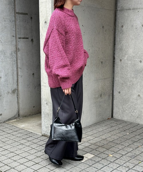 select MOCA（セレクトモカ）の「【洗える】メランジヤーンクルーネックオーバーニット（ニット/セーター・レディース・カーキ/グレー/チャコールグレー/ピンク・FREE）」の17枚目の写真