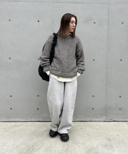 select MOCA（セレクトモカ）の「【洗える】メランジヤーンクルーネックオーバーニット（ニット/セーター・レディース・カーキ/グレー/チャコールグレー/ピンク・FREE）」の13枚目の写真