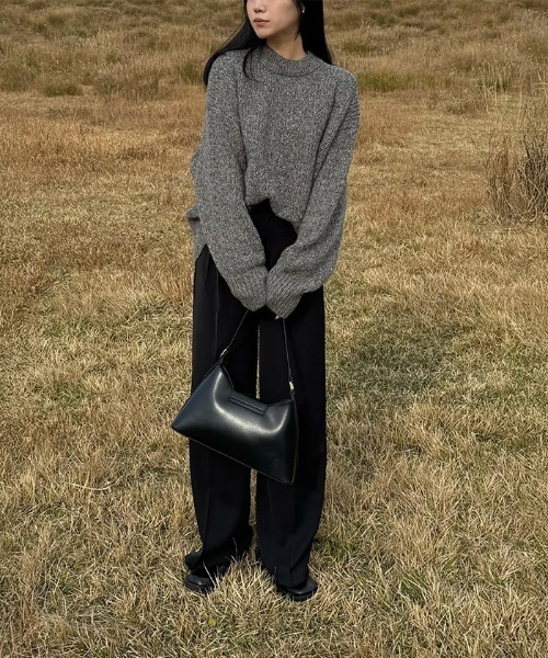 select MOCA（セレクトモカ）の「【洗える】メランジヤーンクルーネックオーバーニット（ニット/セーター・レディース・カーキ/グレー/チャコールグレー/ピンク・FREE）」の10枚目の写真