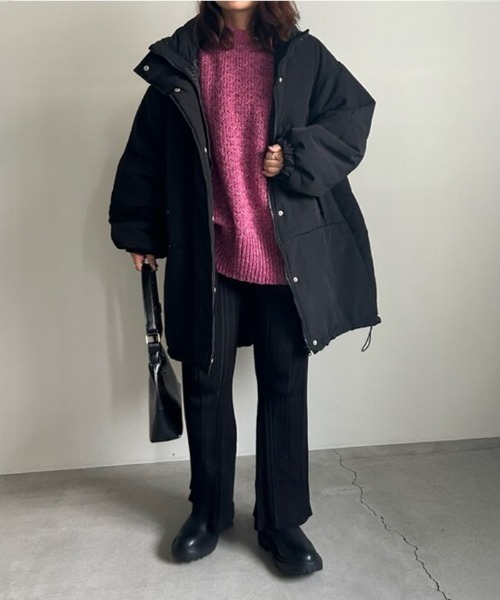 select MOCA（セレクトモカ）の「【洗える】メランジヤーンクルーネックオーバーニット（ニット/セーター・レディース・カーキ/グレー/チャコールグレー/ピンク・FREE）」の12枚目の写真