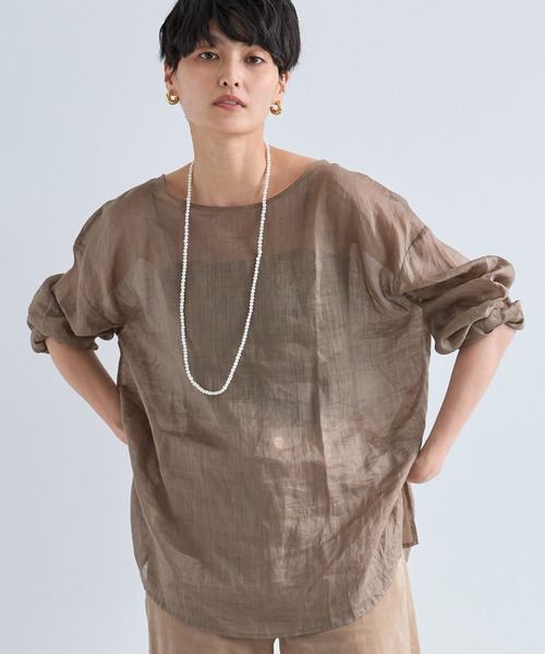 BARNYARDSTORM（バンヤードストーム）の「BARNYARDSTORM / リネンプルオーバー【ハンドウォッシャブル】（シャツ/ブラウス・レディース・ブラック/ホワイト/ピンク/グリーン/モカ/ベージュ・FREE）」の4枚目の写真