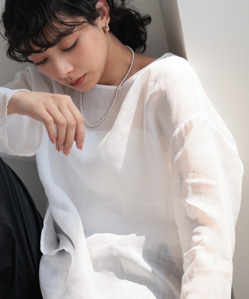 BARNYARDSTORM（バンヤードストーム）の「BARNYARDSTORM / リネンプルオーバー【ハンドウォッシャブル】（シャツ/ブラウス・レディース・ブラック/ホワイト/ピンク/グリーン/モカ/ベージュ・FREE）」の7枚目の写真