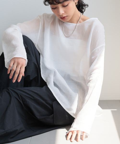 BARNYARDSTORM（バンヤードストーム）の「BARNYARDSTORM / リネンプルオーバー【ハンドウォッシャブル】（シャツ/ブラウス・レディース・ブラック/ホワイト/ピンク/グリーン/モカ/ベージュ・FREE）」の8枚目の写真