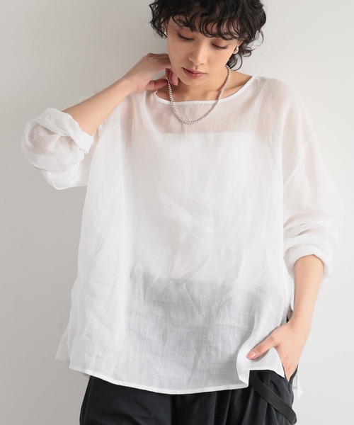 BARNYARDSTORM（バンヤードストーム）の「BARNYARDSTORM / リネンプルオーバー【ハンドウォッシャブル】（シャツ/ブラウス・レディース・ブラック/ホワイト/ピンク/グリーン/モカ/ベージュ・FREE）」の9枚目の写真