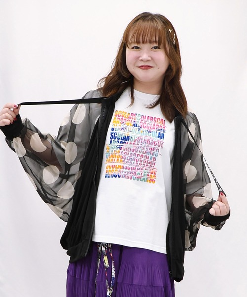 ScoLar（スカラー）の「142656：ドット×シフォン切替 ドルマンパーカー
