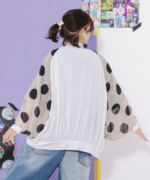 スカラー 142656：ドット×シフォン切替 ドルマンパーカー Amazon | scolar スカラー 142656：ドット×シフォン切替 ドルマン