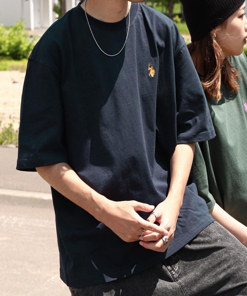 U.S. POLO ASSN.（ユーエスポロアッスン）の「【U.S. POLO ASSN.】 25SS新色追加 ワンポイント ロゴ刺繍 ビッグシルエット 半袖 Tシャツ（Tシャツ/カットソー・メンズ・ホワイト/ネイビー/グレー/ダークグリーン/ライラック/ブラック/ブルー・MEDIUM/LARGE/X-LARGE）」の5枚目の写真