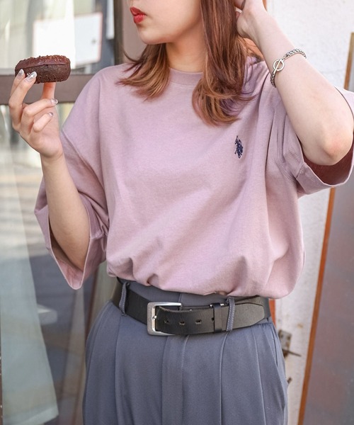 U.S. POLO ASSN.（ユーエスポロアッスン）の「【U.S. POLO ASSN.】 25SS新色追加 ワンポイント ロゴ刺繍 ビッグシルエット 半袖 Tシャツ（Tシャツ/カットソー・メンズ・ホワイト/ネイビー/グレー/ダークグリーン/ライラック/ブラック/ブルー・MEDIUM/LARGE/X-LARGE）」の7枚目の写真