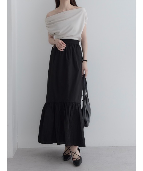 ポローラ　アシンメトリードレープトップス　ベージュ アシンメトリードレープトップス/ベージュ（Tシャツ/カットソー
