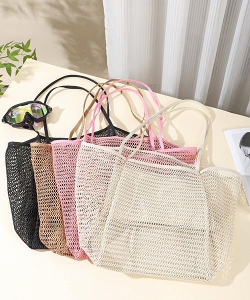 Pochi Pouch（ポチポーチ）の「Pochi Pouch/大容量 メッシュ バッグ トラベル ビーチ トートバッグ（トートバッグ・レディース・ブラック/アイボリー/ベージュ・FREE）」の9枚目の写真