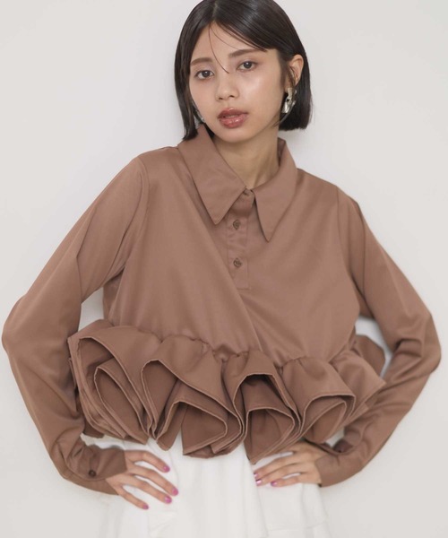 violetta フリルヘムスキッパーシャツ フリルヘムスキッパーシャツ（シャツ/ブラウス）｜VIOLETTA