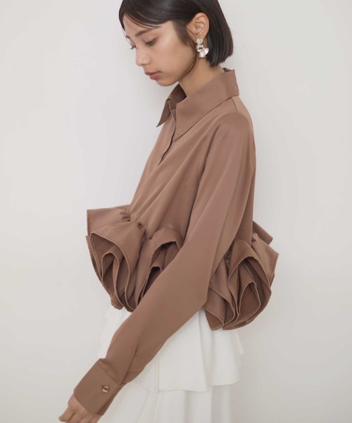 VIOLETTA(ヴィオレッタ)の「フリルヘムスキッパーシャツ(シャツ/ブラウス・レディース・チャコールグレー/ホワイト/ボルドー/ライトブルー/ブラウン・FREE)」の9枚目の写真