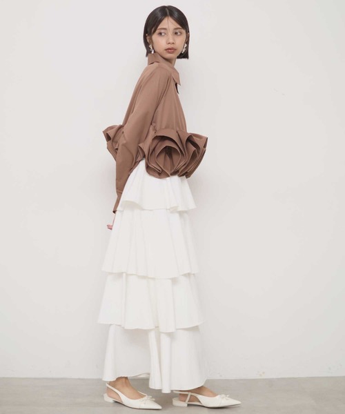 VIOLETTA(ヴィオレッタ)の「フリルヘムスキッパーシャツ(シャツ/ブラウス・レディース・チャコールグレー/ホワイト/ボルドー/ライトブルー/ブラウン・FREE)」の10枚目の写真