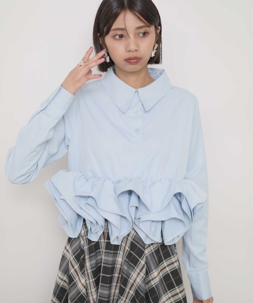 violetta フリルヘムスキッパーシャツ フリルヘムスキッパーシャツ（シャツ/ブラウス）｜VIOLETTA