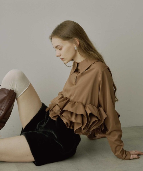 VIOLETTA(ヴィオレッタ)の「フリルヘムスキッパーシャツ(シャツ/ブラウス・レディース・チャコールグレー/ホワイト/ボルドー/ライトブルー/ブラウン・FREE)」の18枚目の写真