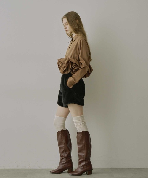 VIOLETTA(ヴィオレッタ)の「フリルヘムスキッパーシャツ(シャツ/ブラウス・レディース・チャコールグレー/ホワイト/ボルドー/ライトブルー/ブラウン・FREE)」の17枚目の写真