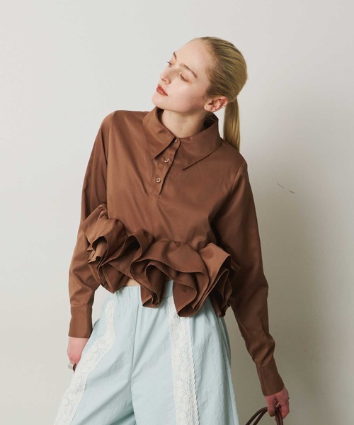 VIOLETTA(ヴィオレッタ)の「フリルヘムスキッパーシャツ(シャツ/ブラウス・レディース・チャコールグレー/ホワイト/ボルドー/ライトブルー/ブラウン・FREE)」の20枚目の写真