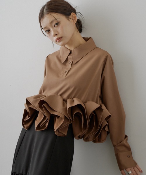 VIOLETTA(ヴィオレッタ)の「フリルヘムスキッパーシャツ(シャツ/ブラウス・レディース・チャコールグレー/ホワイト/ボルドー/ライトブルー/ブラウン・FREE)」の22枚目の写真