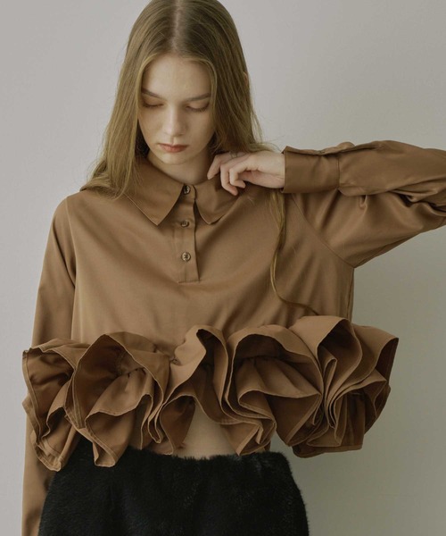 VIOLETTA(ヴィオレッタ)の「フリルヘムスキッパーシャツ(シャツ/ブラウス・レディース・チャコールグレー/ホワイト/ボルドー/ライトブルー/ブラウン・FREE)」の21枚目の写真