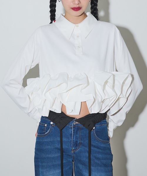 VIOLETTA（ヴィオレッタ）の「フリルヘムスキッパーシャツ