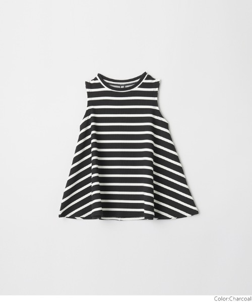 coca(coca)(コカ)の「キッズ 親子お揃いエンボス加工ボーダーノースリチュニック(タンクトップ・キッズ・アイボリー/チャコール・120/130/140/150)」の15枚目の写真