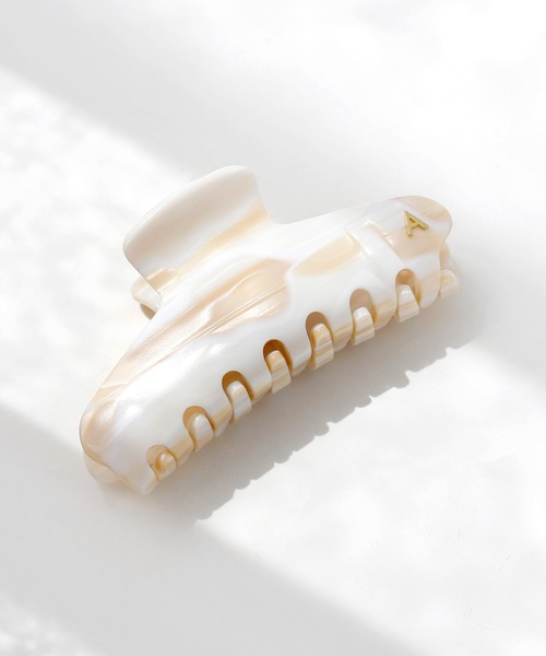 ANEMONE（アネモネ）の「フランス製マーブルバンス[L]（バレッタ/ヘアクリップ・レディース・ベージュ/マルチ/キャメル/ホワイト・FREE）」の2枚目の写真