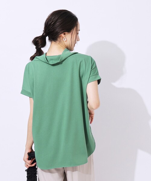 DRESKIP（ドレスキップ）の「◆【高レビュー/UV】さらりと大人カジュアルな装いに 抜け襟Tシャツ（Tシャツ/カットソー・レディース・ブラック/カーキ/ライトベージュ/イエロー/オフホワイト/グリーン・02/03/04）」の15枚目の写真