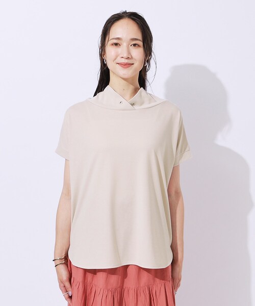 DRESKIP（ドレスキップ）の「◆【高レビュー/UV】さらりと大人カジュアルな装いに 抜け襟Tシャツ（Tシャツ/カットソー・レディース・ブラック/カーキ/ライトベージュ/イエロー/オフホワイト/グリーン・02/03/04）」の12枚目の写真