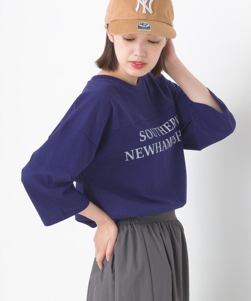 OMNES（オムネス）の「ユニセックス　バイオポリウォッシュ6分袖フットボールTシャツ（Tシャツ/カットソー・レディース・ブラック系その他/ブラック/ホワイト系その他/グレー/ブルー系その他/ホワイト/ネイビー/グレー系その他・LARGE/MEDIUM）」の8枚目の写真