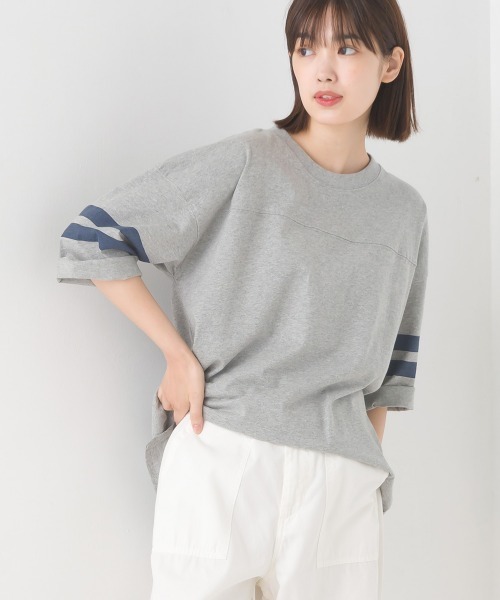 OMNES（オムネス）の「ユニセックス　バイオポリウォッシュ6分袖フットボールTシャツ（Tシャツ/カットソー・レディース・ブラック系その他/ブラック/ホワイト系その他/グレー/ブルー系その他/ホワイト/ネイビー/グレー系その他・LARGE/MEDIUM）」の6枚目の写真