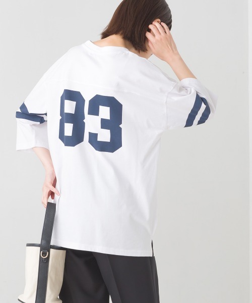 OMNES（オムネス）の「ユニセックス　バイオポリウォッシュ6分袖フットボールTシャツ（Tシャツ/カットソー・レディース・ブラック系その他/ブラック/ホワイト系その他/グレー/ブルー系その他/ホワイト/ネイビー/グレー系その他・LARGE/MEDIUM）」の15枚目の写真