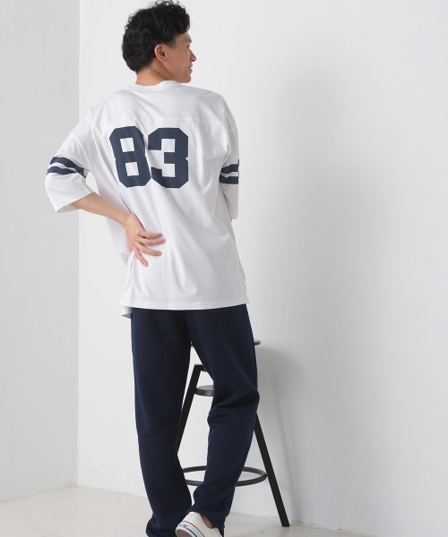 OMNES（オムネス）の「ユニセックス　バイオポリウォッシュ6分袖フットボールTシャツ（Tシャツ/カットソー・レディース・ブラック系その他/ブラック/ホワイト系その他/グレー/ブルー系その他/ホワイト/ネイビー/グレー系その他・LARGE/MEDIUM）」の17枚目の写真