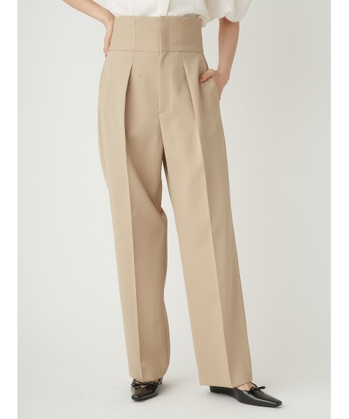 FRAY I.D（フレイアイディー）の「ドライクロスハイウエストパンツ（スラックス・レディース・レッド/ブラック/ベージュ・0/1）」の3枚目の写真